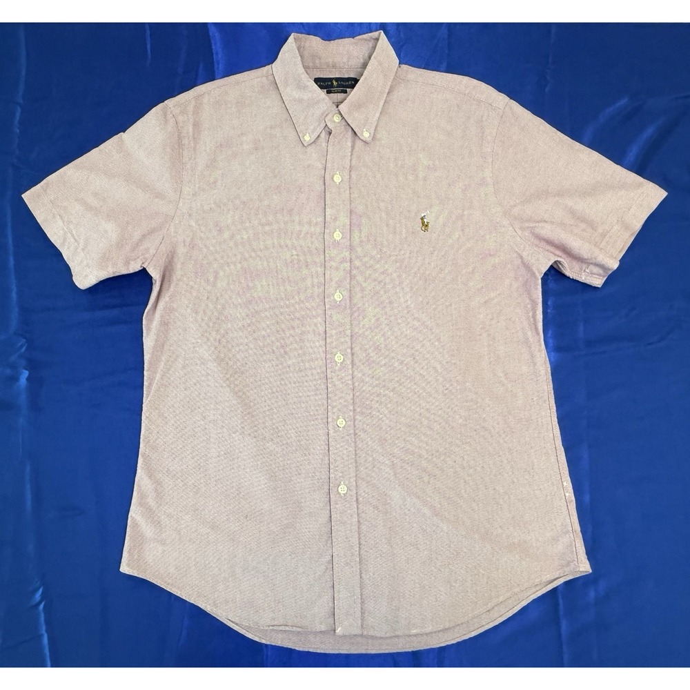 Ralph Lauren Purple Large Slim Fit Oxord Button Up Short Sleeve Flesh Pony Logo